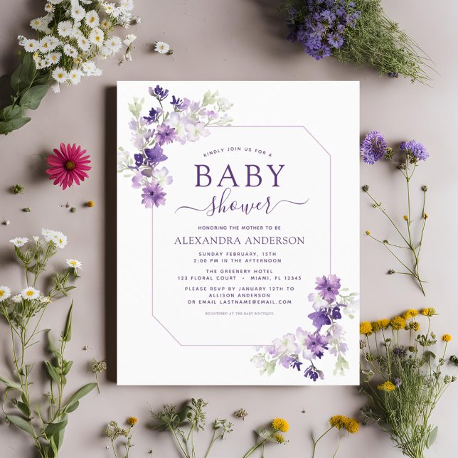 Budget Dusty Purple Floral Greenery Baby Shower (Creator Uploaded)