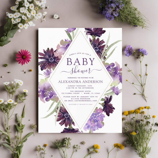 Budget Dusty Purple Floral Greenery Baby Shower (Creator Uploaded)