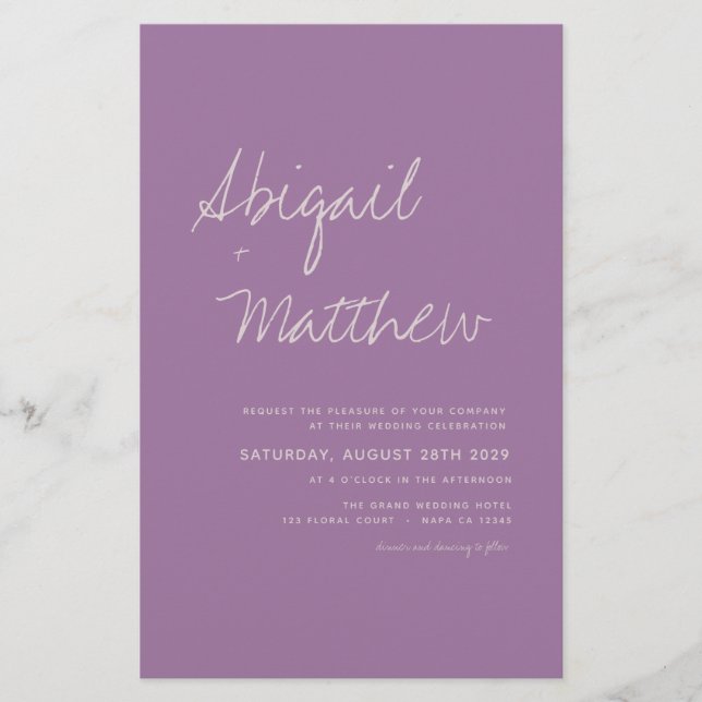 Budget Dusty Purple Minimalist Wedding Invitation  Flyer (Front)
