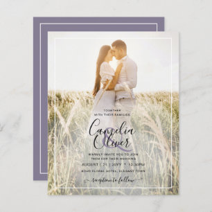 BUDGET Dusty Purple Photo Overlay Wedding Invite