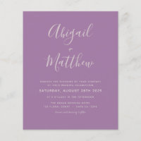 Budget Dusty Purple Simple Wedding Invitation Fly