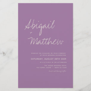 Budget Dusty Purple Simple Wedding Invitation Flyer