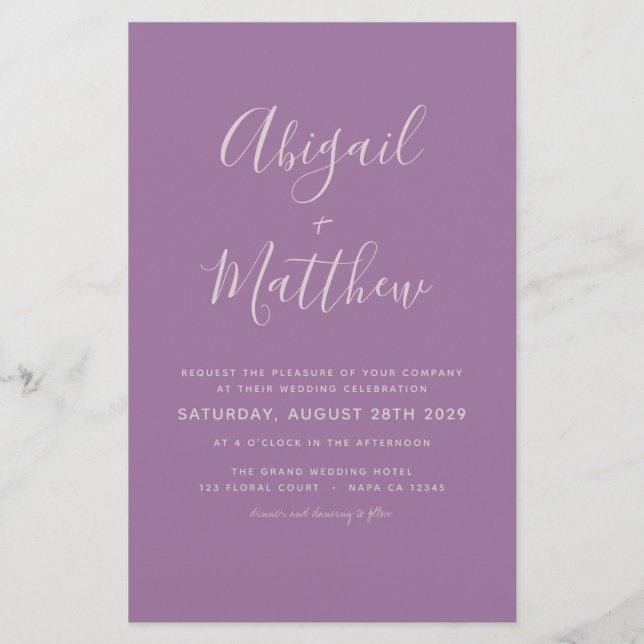 Budget Dusty Purple Simple Wedding Invitation  Flyer (Front)