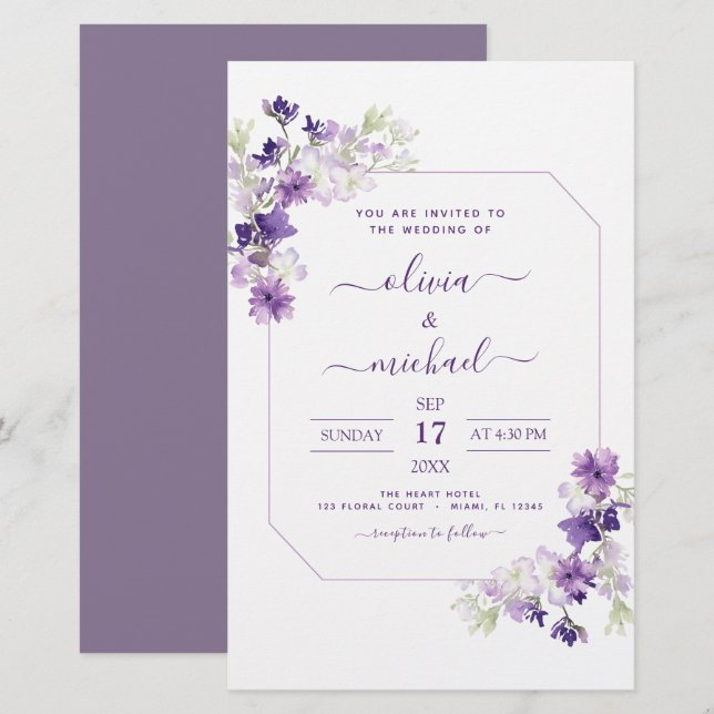 Budget Dusty Purple Wedding Floral Greenery (Front/Back)