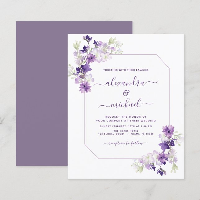 Budget Dusty Purple Wedding Floral Greenery (Front/Back)
