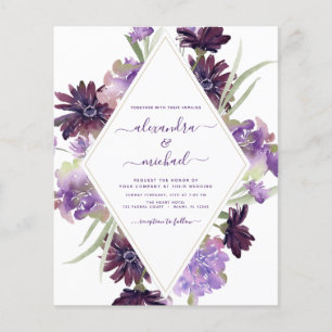 Budget Dusty Purple Wedding Floral Greenery Flyer