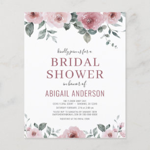 Budget Dusty Rose Floral Bridal Shower Invitation  Flyer