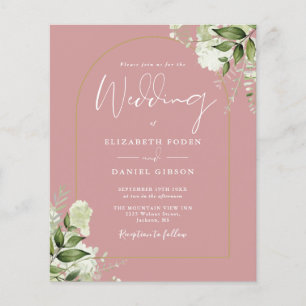 Budget Dusty Rose Floral Gold Arch Wedding Invite