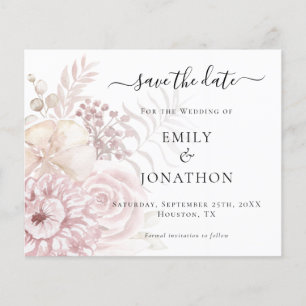 Budget Dusty Rose Florals Wedding Save the Date 