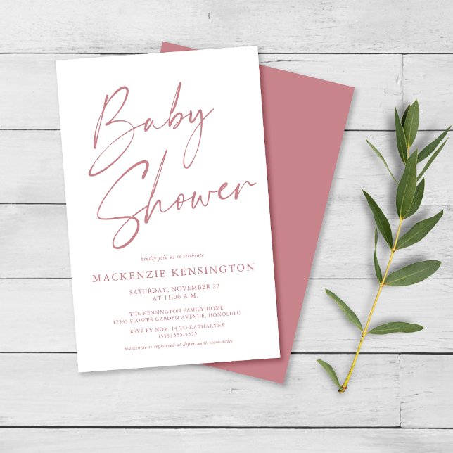 Budget Dusty Rose Mauve Script Baby Shower FLYER (Creator Uploaded)
