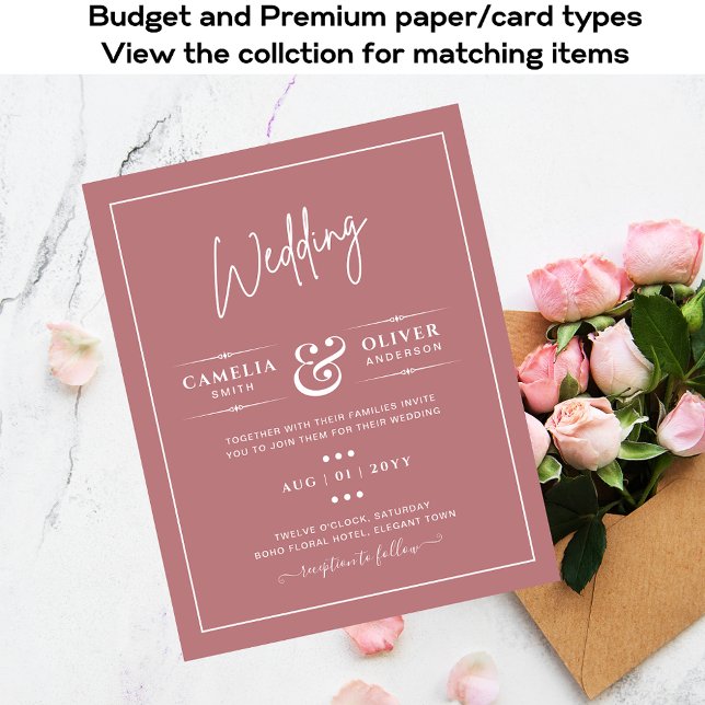 BUDGET Dusty Rose MONOCHROME Wedding Flyer (Creator Uploaded)