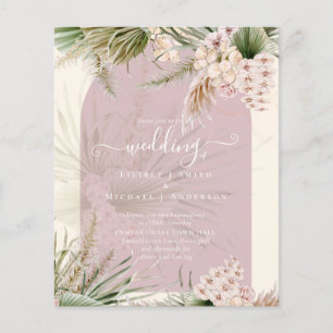 BUDGET Dusty Rose Peach Pampas Grass Wedding Flyer