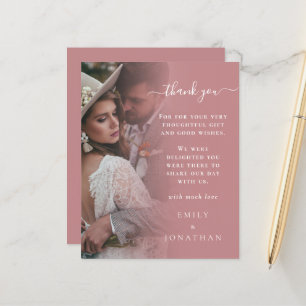 BUDGET Dusty Rose Photo Wedding Thank You