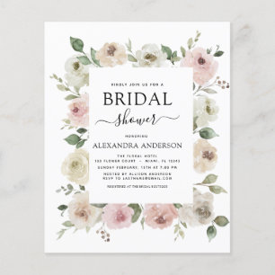 Budget Dusty Rose Pink Bridal Shower Floral Flyer