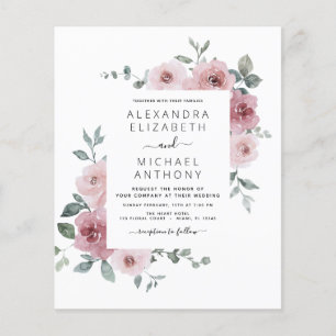 Budget Dusty Rose Pink Floral Wedding Flyer