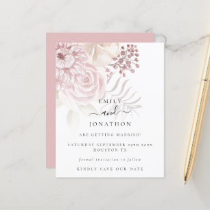 Budget Dusty Rose Pink Florals Save the Date 