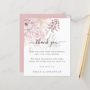 Budget Dusty Rose Pink Florals Wedding Thank You