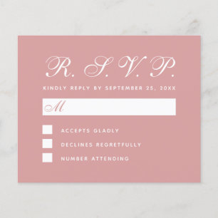 Budget Dusty Rose Pink Simple Script Wedding RSVP