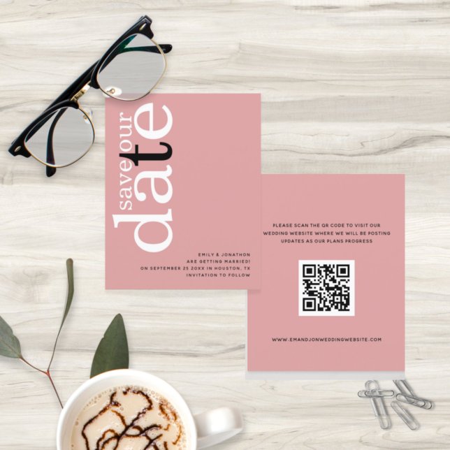 Budget Dusty Rose QR Code Text Save The Date  (Creator Uploaded)