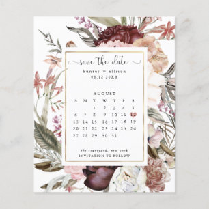 Budget Dusty Rose Save The Date Calendar Flyer