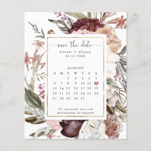 Budget Dusty Rose Save The Date Calendar Flyer