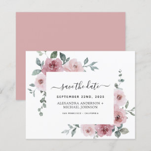 Budget Dusty Rose Save the Date Pink Floral