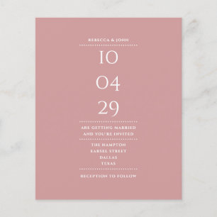 Budget Dusty Rose Wedding Date Invitation