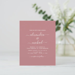 Budget Dusty Rose Wedding Modern Typography