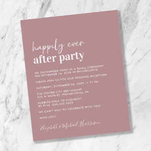 Budget Dusty Rose Wedding Reception Invitation