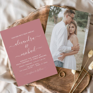Budget Dusty Rose Wedding with Photo Invitation