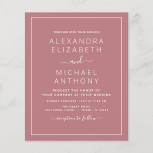 Budget Dusty Rose Wedding with Photo Invitation Fl Flyer