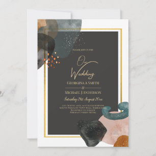 BUDGET Earth Tones Abstract Wedding  Invitation