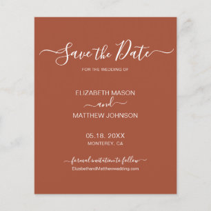 Budget Earthy Terracotta Script Save The Date 