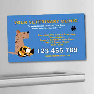 Budget Editable Veterinary   Pet Care Magnetic Business Card