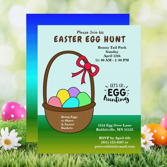 Budget Eggs in Basket Easter Egg Hunt Invite Paper (Budget Eggs in Basket Easter Egg Hunt Invite Paper)