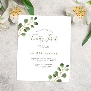 Budget elegant 21 years birthday party invitation