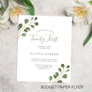 Budget elegant 21 years birthday party invitation flyer
