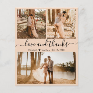 Budget Elegant 3 Photo Collage Wedding Thank You