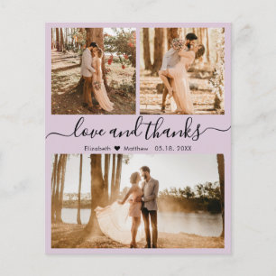 Budget Elegant 3 Photo Collage Wedding Thank You