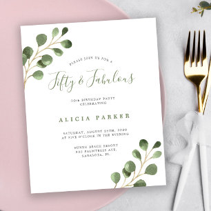 Budget elegant 50 years birthday party invitation