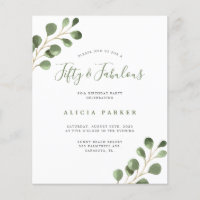 Budget elegant 50 years birthday party invitation