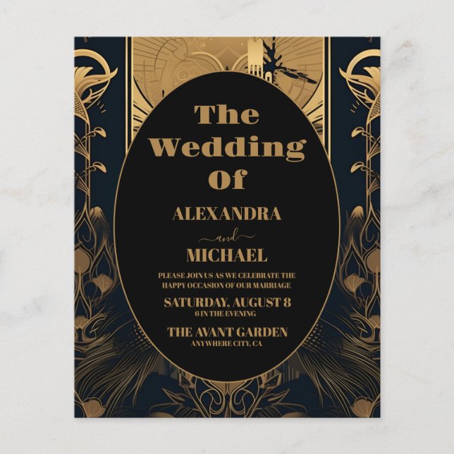 Budget Elegant Art Deco Peacocks Wedding (Front)