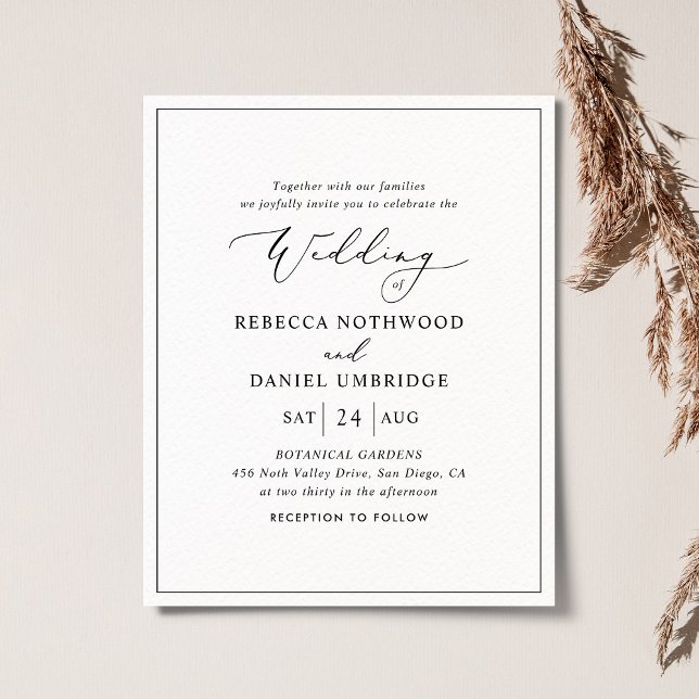 Budget Elegant Black and White Wedding Invitation (Creator Uploaded)