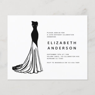 BUDGET Elegant Black Dress Birthday Invitation