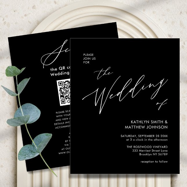 Budget Elegant Black QR Code All In One Wedding  (Creator Uploaded)