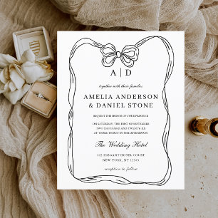 Budget Elegant Black & White Bow Invitation Flyer