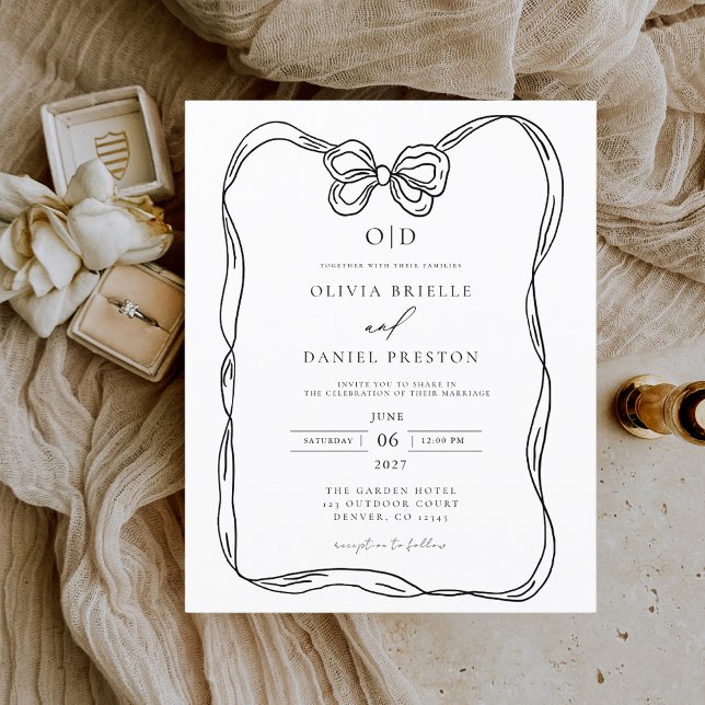 Budget Elegant Black & White Bow Invitation Flyer (Creator Uploaded)