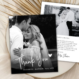 Budget Elegant Black White Photo Wedding Thank You