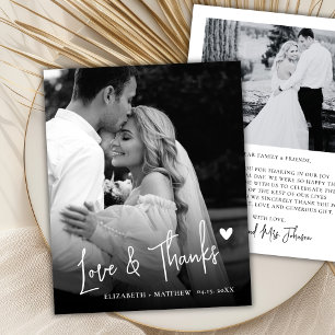 Budget Elegant Black White Photo Wedding Thank You