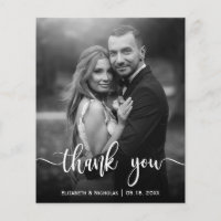 Budget Elegant Black White Photo Wedding Thank You